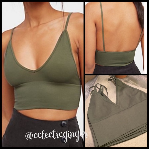 Free People Other - Free People ARMY GREEN Ali low back bra